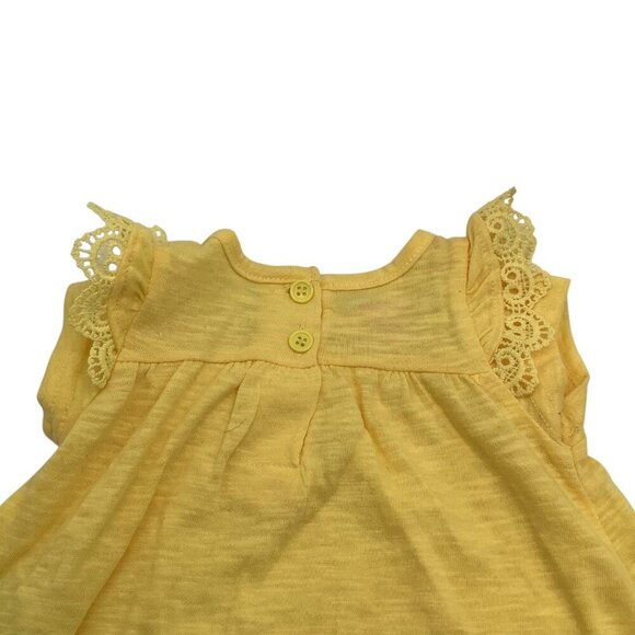 Nannette Kids Yellow Girls Dress 0-3M With Lace Short Sleeve Hem Details Button - Picture 10 of 13
